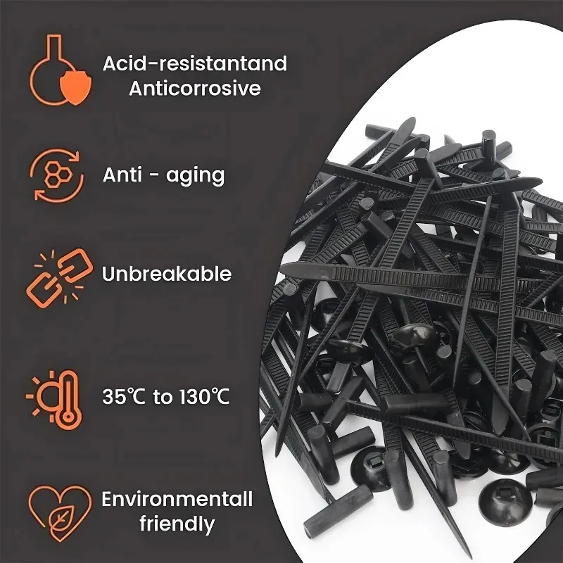 Nylon Straps Self-Locking Releasable Cable Ties Car Fastener Clips Zip Ties Cable Ties for Wiring Harness DIY Tools Accessories