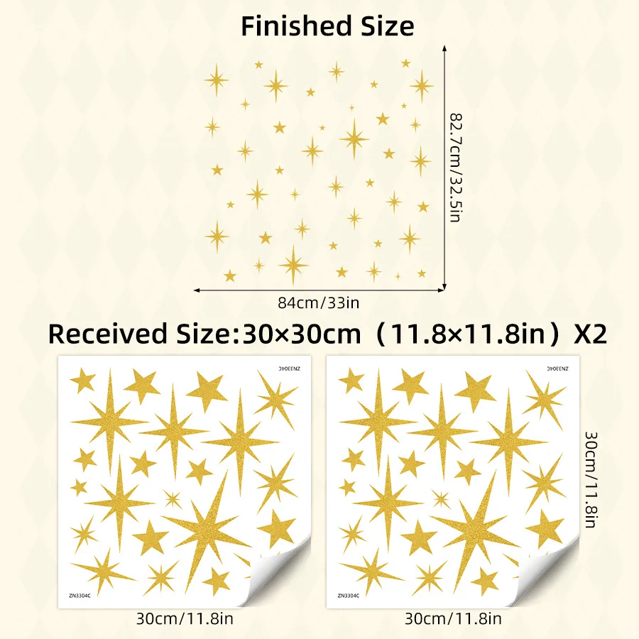 Golden Star Wall Stickers for Living Room Bedroom Background Decoration Self Adhesive Wall Decals Home Office Art Wallpaper