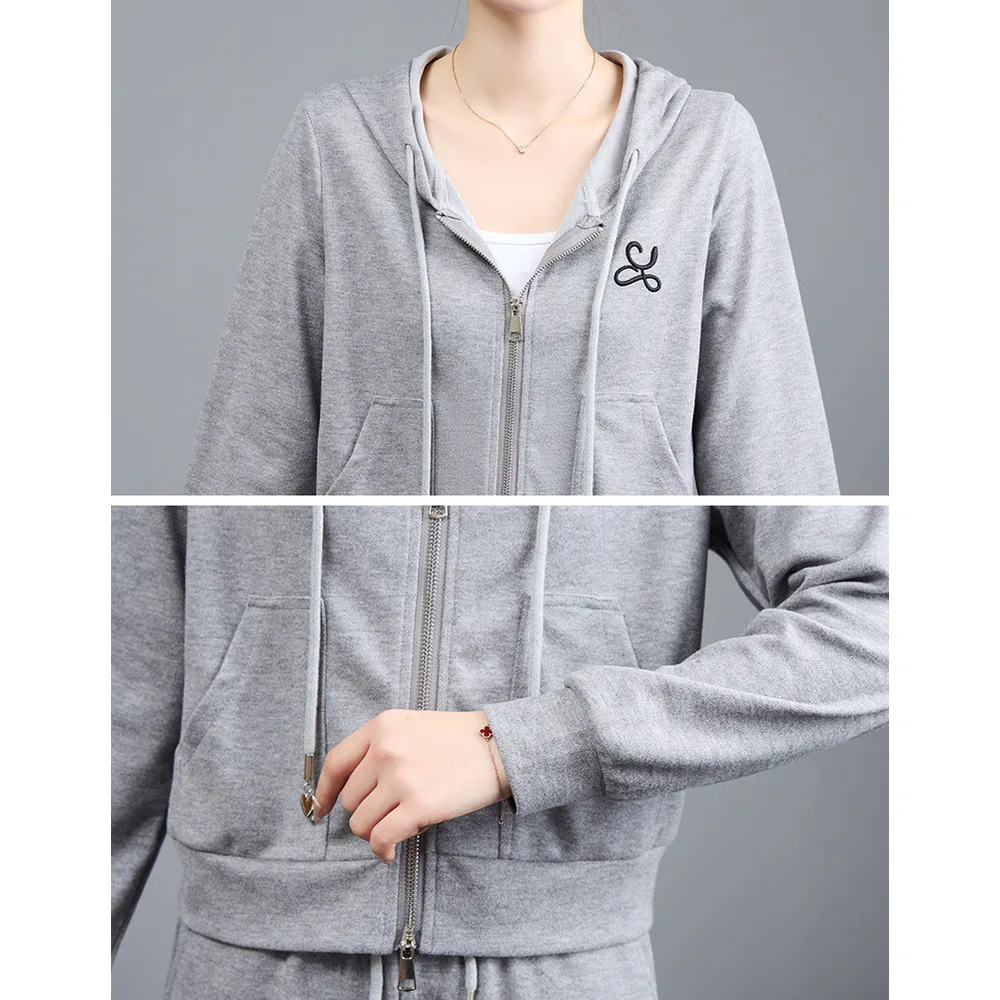 Leisure sports suit for women 2024 Spring Autumn collection, new women's clothing, fashionable and western-style morning run, hood_voghion.com