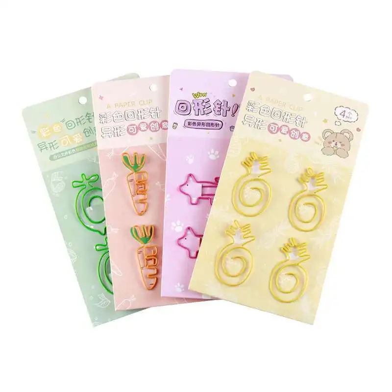 1 Pack Cartoon Creative Carrot Pineapple lemon Duck Pig Metal Office School Supplies Cute Paper Clips Gift paper clips