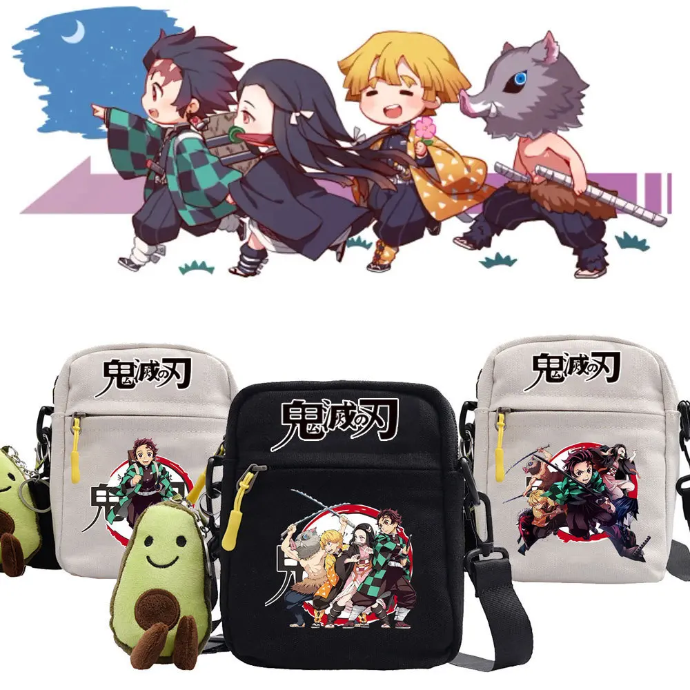 

Ghost Slayer Cross-body Canvas Bag Anime Peripheral Harajuku Trend Crossbody Shoulder Bag Street Fashion Small Bag