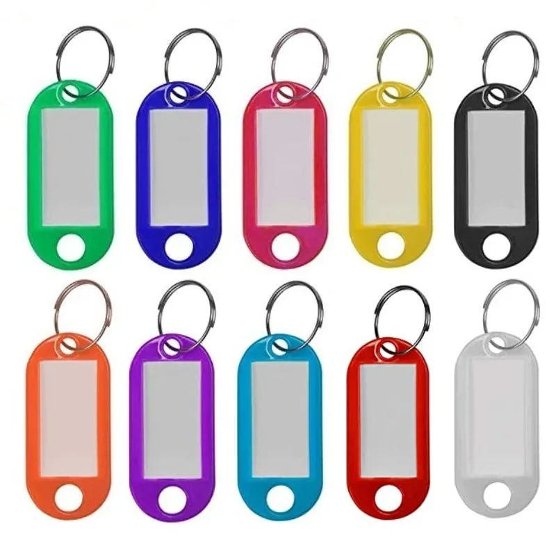 100 Pcs Key Tags Key Labels Plastic Key Fobs Id Tags Key Rings Name Tags  Luggage Id Labels