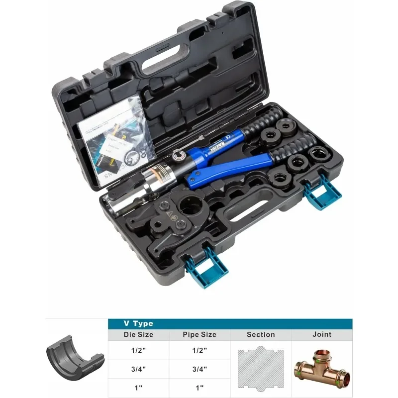 home. ProPress Tool Kit,Copper Tube Fittings Hydraulic Pipe Crimping Tool with 1/2 inch,3/4 inch and 1 inch Jaw Copper Pipe Pres 3
