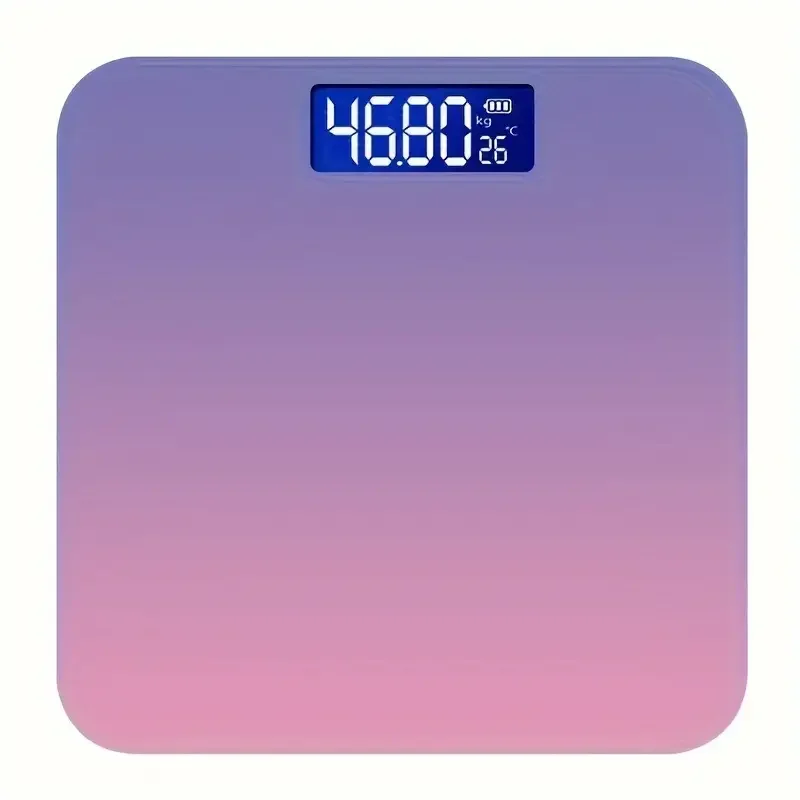 Digital Scale 1pc Digital Bathroom Scale with Temperature LCD Display Round Corner Design