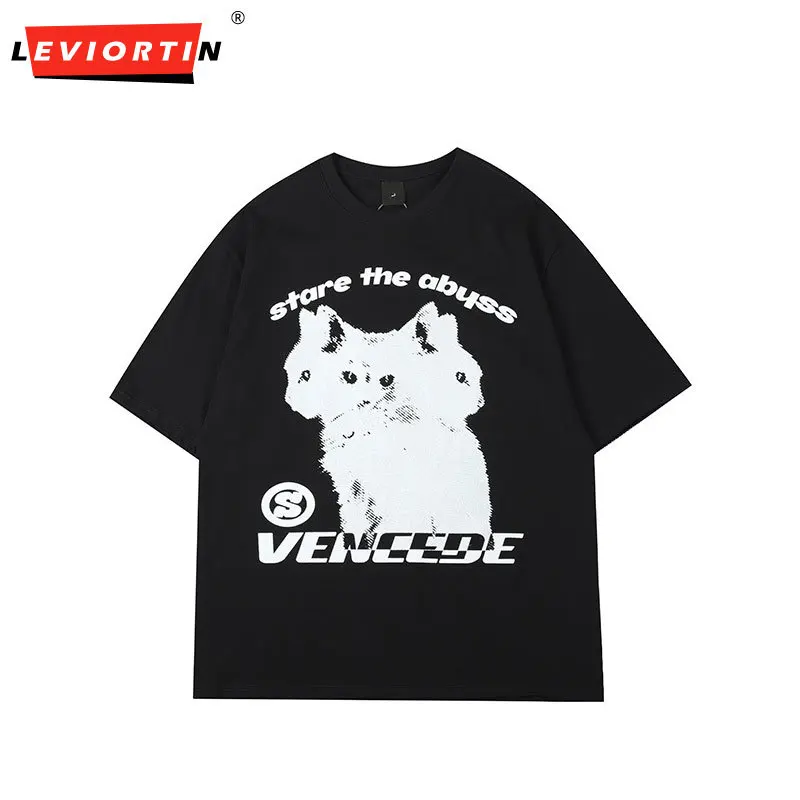 

2023 новая уличная футболка Hydra Cat, графическая футболка, Мужская хлопковая футболка, хип-хоп свободные топы, летние футболки с коротким рукавом, черный и белый цвета