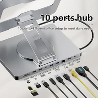 Blueendless Aluminum ipad Holder 10 in 1 docking C hub 4K 60Hz Type C Adapter USB3.0 5Gbps 100W PD Charger For Laptop desktop 1