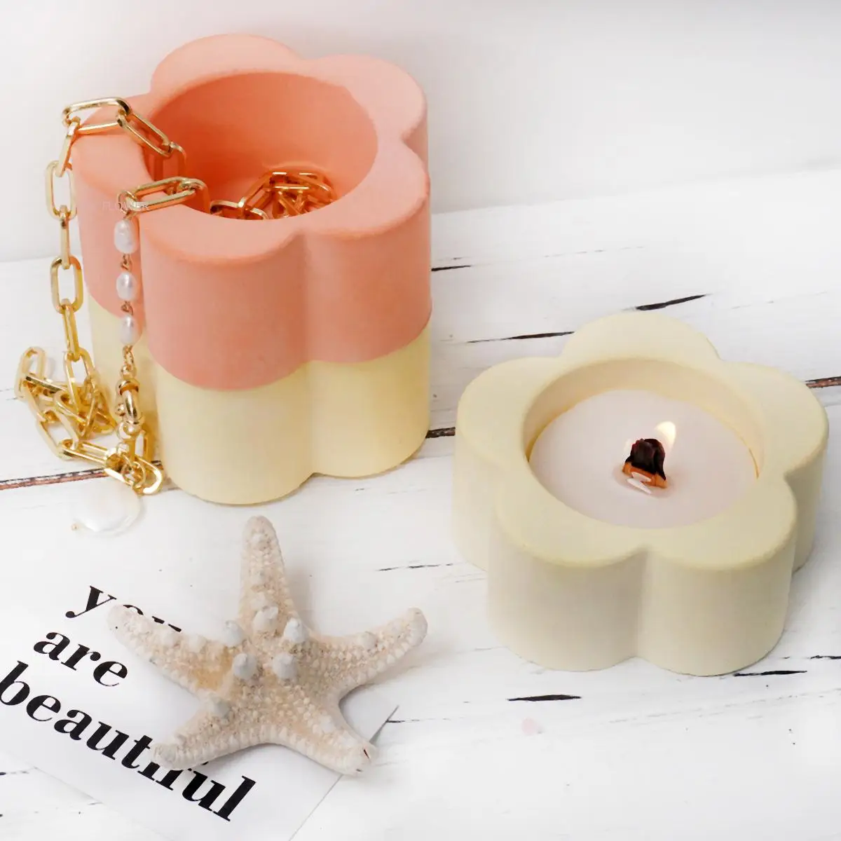 Plum blossom Shape Plaster Candle Jar Silicone Mold Scented Candlestick Succulent Culture Containers Flower Pot Crafts