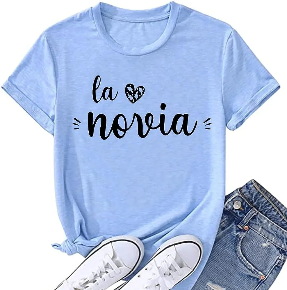 De la novia t shirt frauen spanisch boda espanol hochzeit t-shirt team braut evjf bachelor ette party hen party t shirt xx001