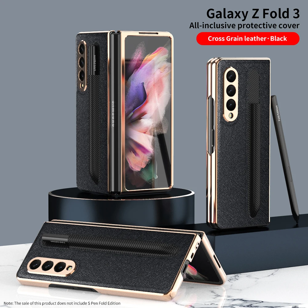 

Роскошный чехол для телефона Samsung Galaxy Z Fold 3 мобильных телефона со стеклянной пленкой Galaxy Z Fold3 складной экран со слотом для ручки чехол с полным покрытием