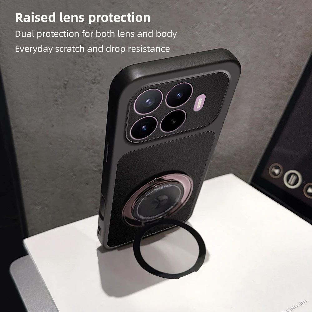 Luxury Leather Matte Magnetic Kickstand Phone Case
