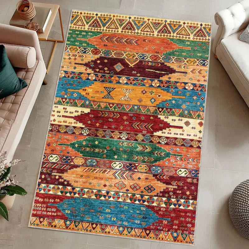 Boho Deco Living Room Carpet Elegant Print Bedroom Cloakroom Chic Soft Floor Mat Lounge Area Tea Table Plush Rug Ковер Tapis 러그 3
