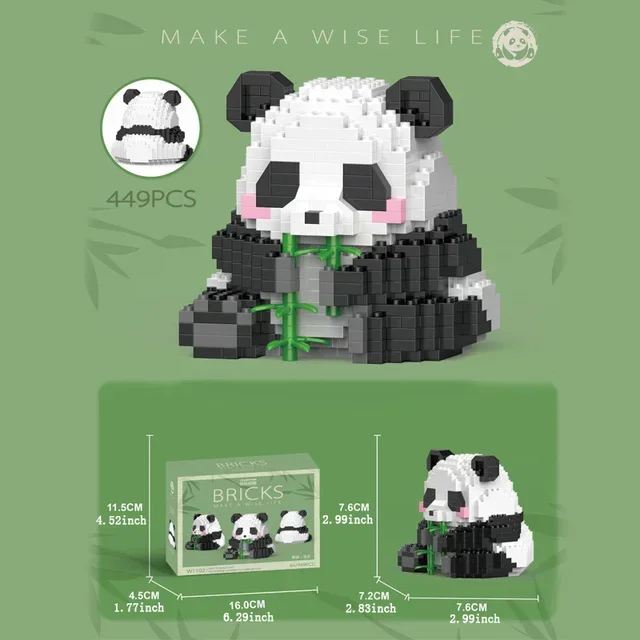 2023 neue kreative Mini chinesische Tier Panda Modell Baustein Moc DIY Diamant Ziegel Spielzeug für Kinder Jungen Mädchen Geschenke – Detail 16