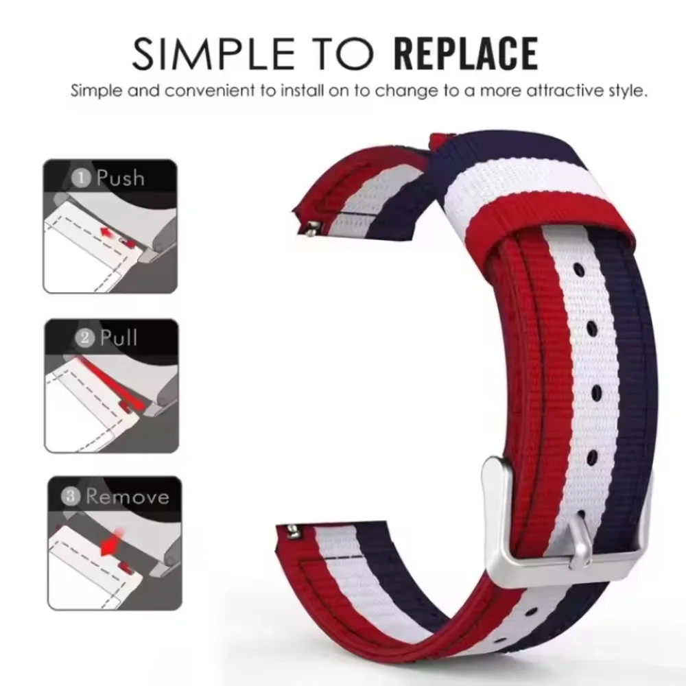 Fashionable Canvas Nylon Loop Strap – 22/20mm Adjustable Comfortable Band