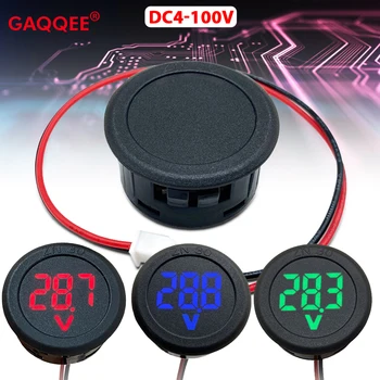 DC4-100V LED 디스플레이 원형 2 선 자동차 전압계, 디지털 자동차 전압 전류계, 전압 검출기 테스터 모니터 패널