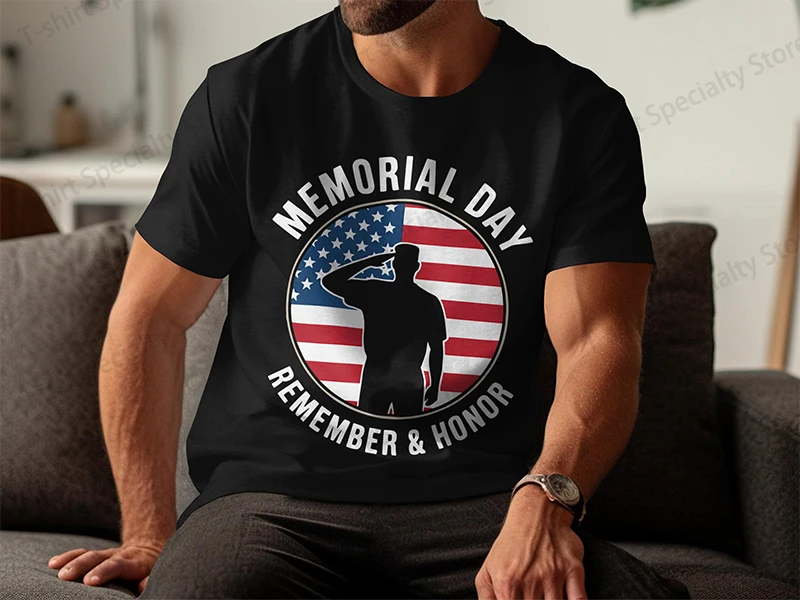 Memorial Day Gedenken und Ehrenschau für Soldaten Design Patriotische Amerikanische Flagge Sublimations-T-Shirt – Detail 2