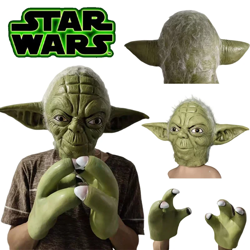Star Wars Master Yoda Latex Mask Cartoon Figure Cosplay Prop Eseguire Party Masquerade Forniture Di Halloween Accessori Di Abbigliamento