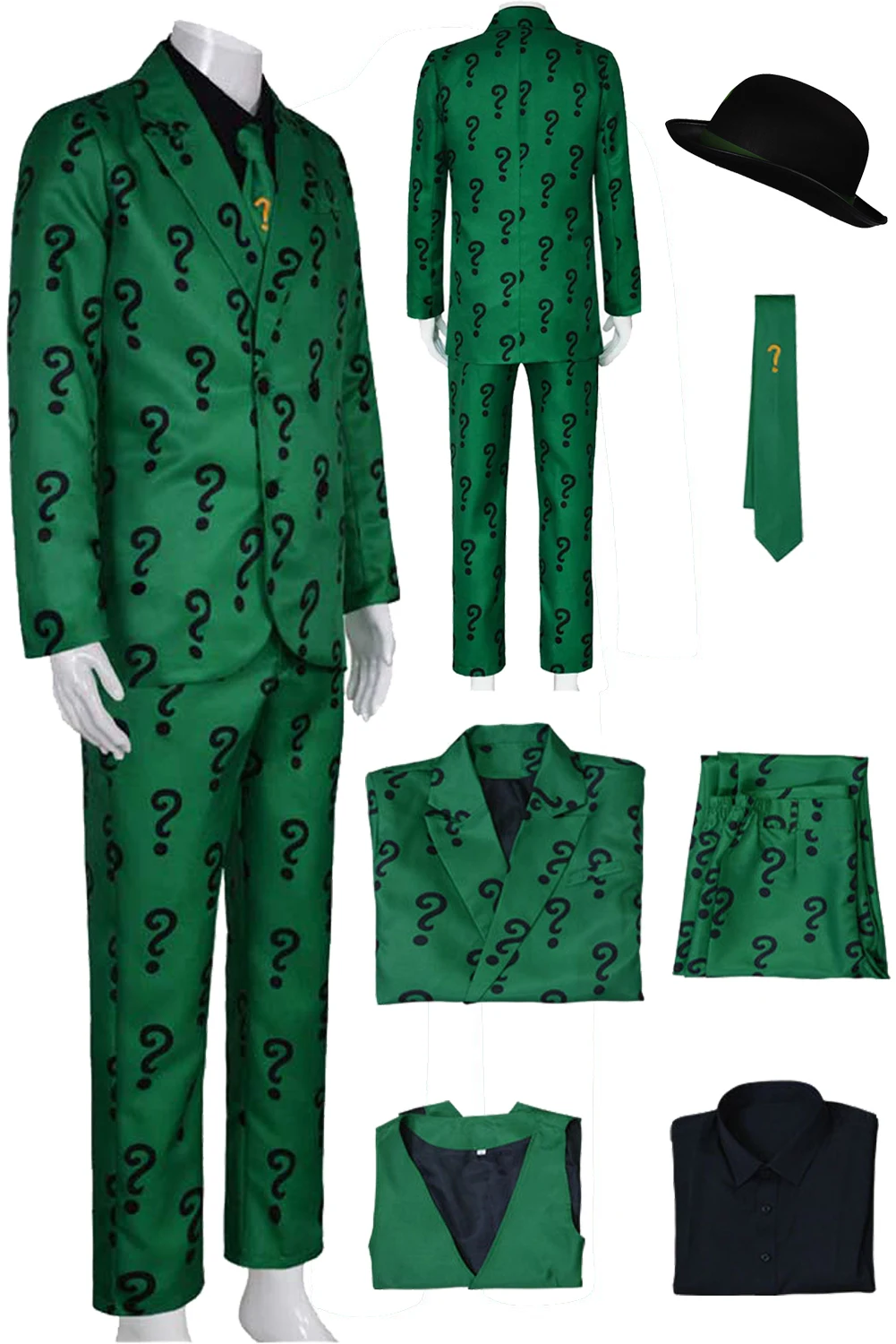 

Riddler Cosplay Men Fantasy Movie Super Villain Costume Disguise Adult Boys Roleplay Fantasia Outfits Male Halloween Suits