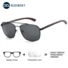BLUEMOKY High Quality Pilot Metal Circular Prescription Sunglasses, Men's Progressive Myopia, UV400 Polarized,Sport Shades