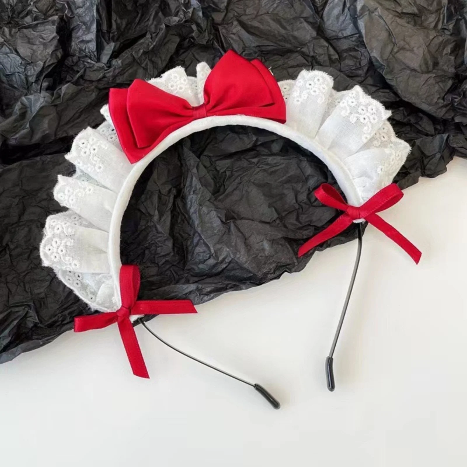 1PC Maid Lace Bow Stirnband, süßes Cosplay-Haar-Accessoire für Halloween, Kostümparty und Anzieh – Detail 4