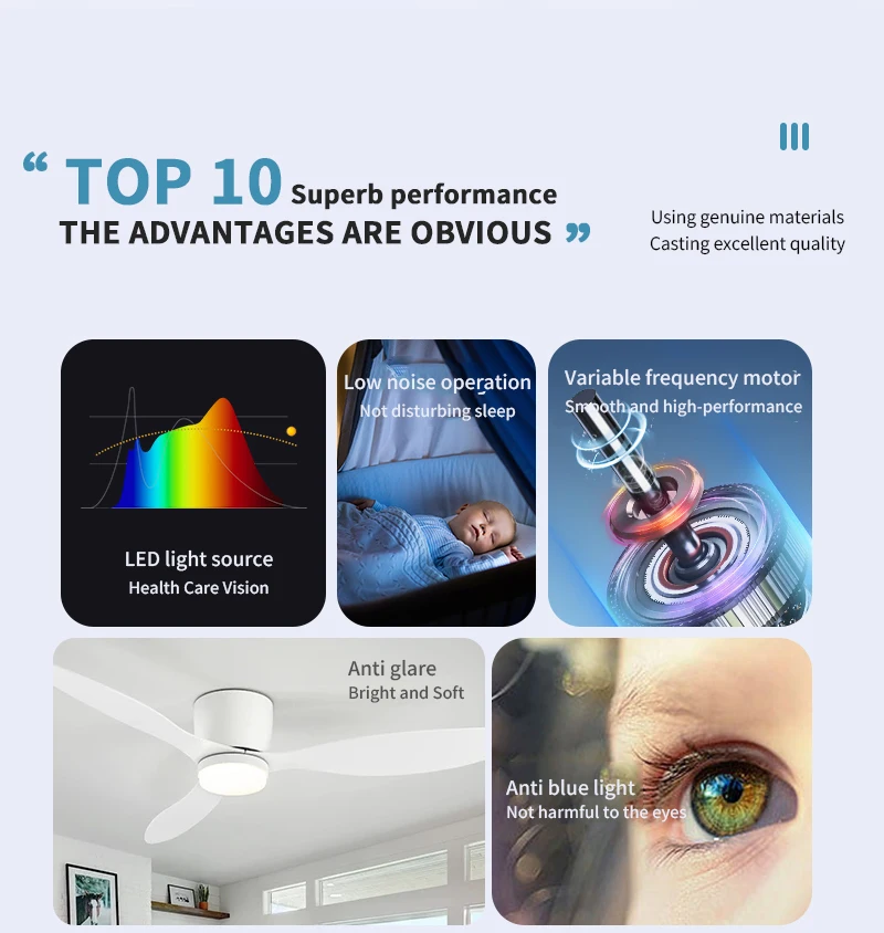 Description Picture 3 of itemXINGOO Ceiling Fan White Low Floor Ultra Thin 17cm DC Ceiling Fan With Remote Control Simple Ceiling Fans With Light