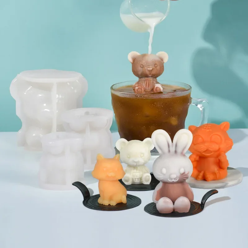 3D Teddy Bear Chocolate Silicone Mold For Cake Epoxy Resin Craft Making  Bear Ice Cube Mold For Coffee Drink Ice Cream Decor