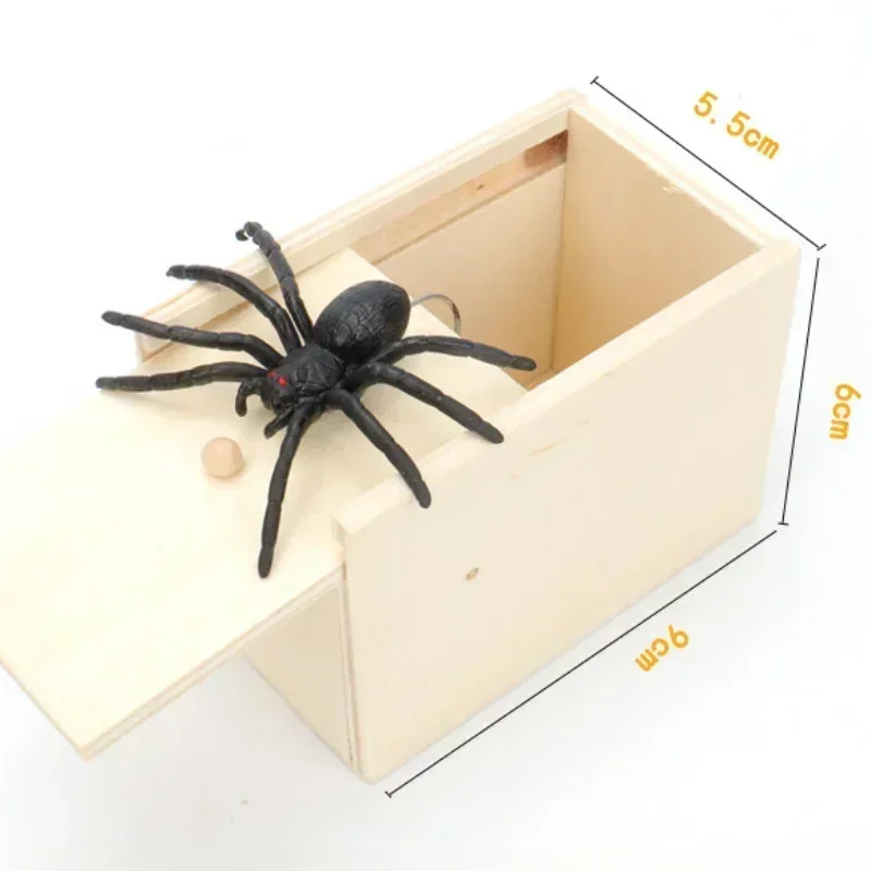 1 PC Trick Spider Funny Scare Box Wooden Hidden Box Quality Prank Wooden Scare Box Fun Game Prank Trick Funny  Gifts
