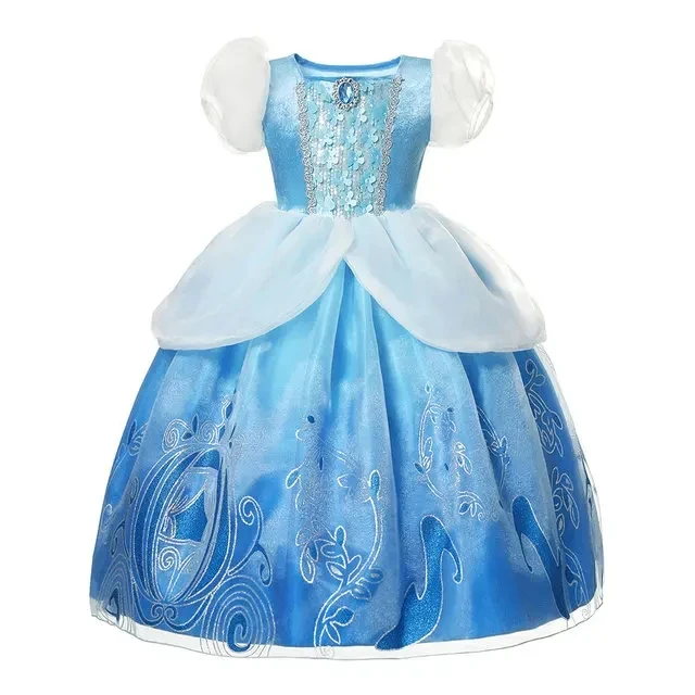Disney vestido de princesa para niños, conjunto de disfraz de Rapunzel, Cenicienta, fiesta de cumpleaños, Carnaval, Navidad, ropa de lujo para niñas