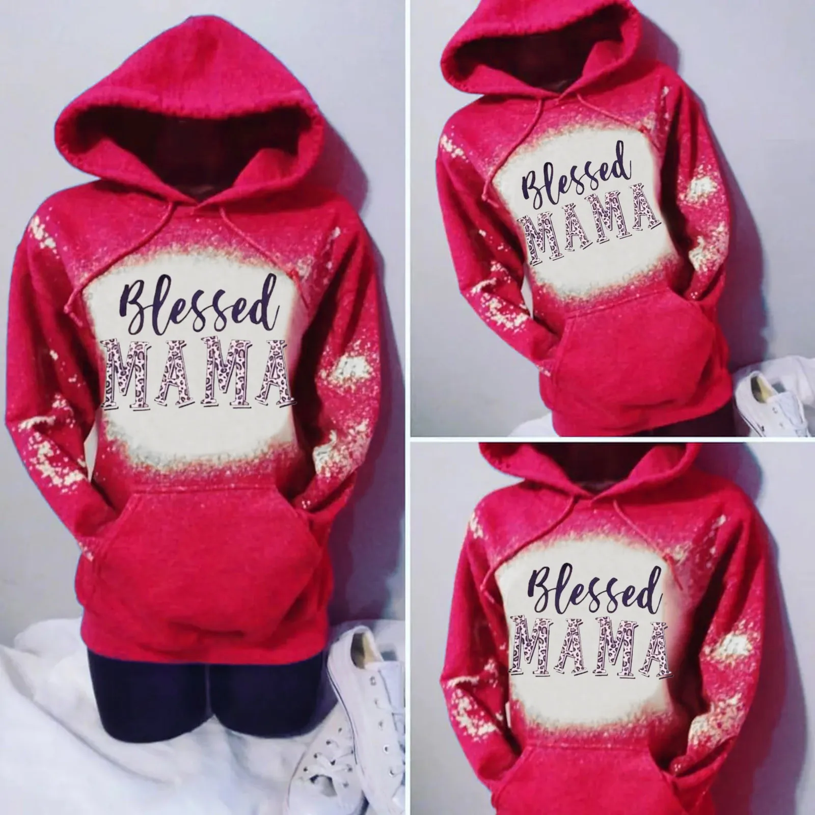 

Худи для женщин с дизайном, женский свободный пуловер с карманами и капюшоном, отбеливающая толстовка с длинными рукавами и принтом, на молнии