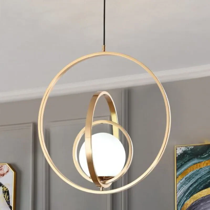Nordic Pendant Hanging Lamp LED Gold Ring Suspension Light for Beds ...