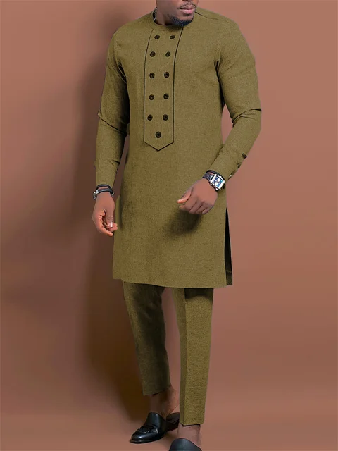 Mustapha Long Sleeve Two-Piece Dashiki Outfit - Image 3