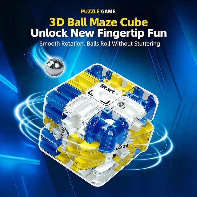 3D Puzzle Ball-Rolling Magic Cube Maze Children Labyrinth Fidgeting Toy Logical Thinking Stress Relief Educational Birthday Gift