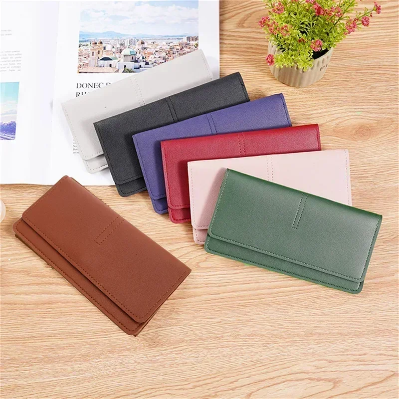 Women's PU Leather Long Wallet - Thin Clutch with Coin Pocket, Multi-Card Holder & Money Clip, Large Capacity папернік 지갑