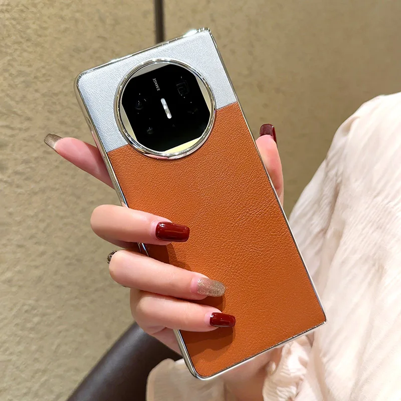 Luxury PU Leather Skin Plating Protective Back Cover Phone Shell