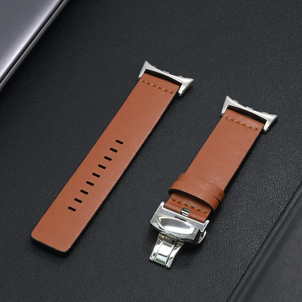 Elegant Leather Strap with Butterfly Buckle - Premium Watch Bracelet Replacement Accessory
