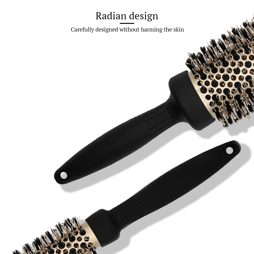 Hair Brush Comb Professional High Temperature Resistant Ceramic Iron Round Comb 5 Sizes For Blow Dry Salon Styling Tools 4