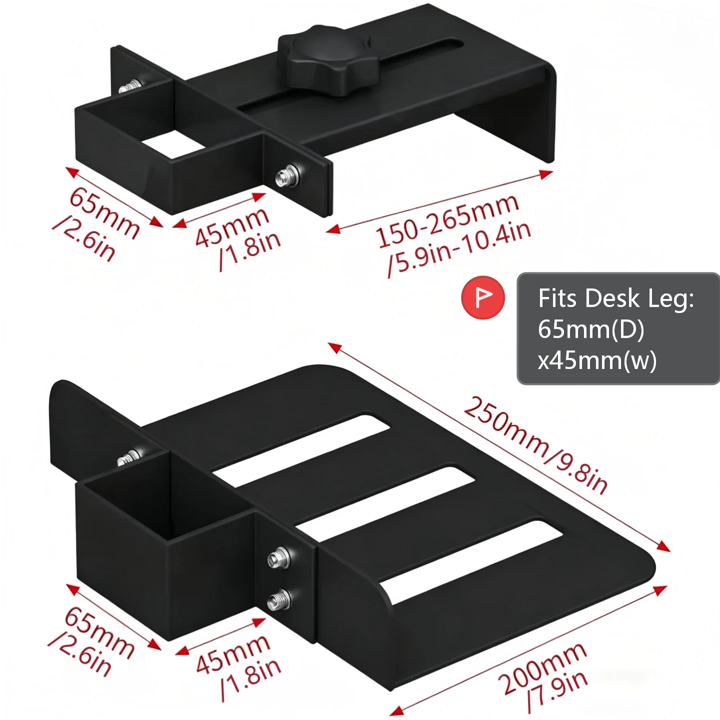 Voor bureaupoot 65 × 45 mm
