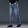Men's Jeans Autumn New High Waist Business Casual Straight Trousers Classic Blue Black Elastic Washed denim Pants Brand Clothing 6