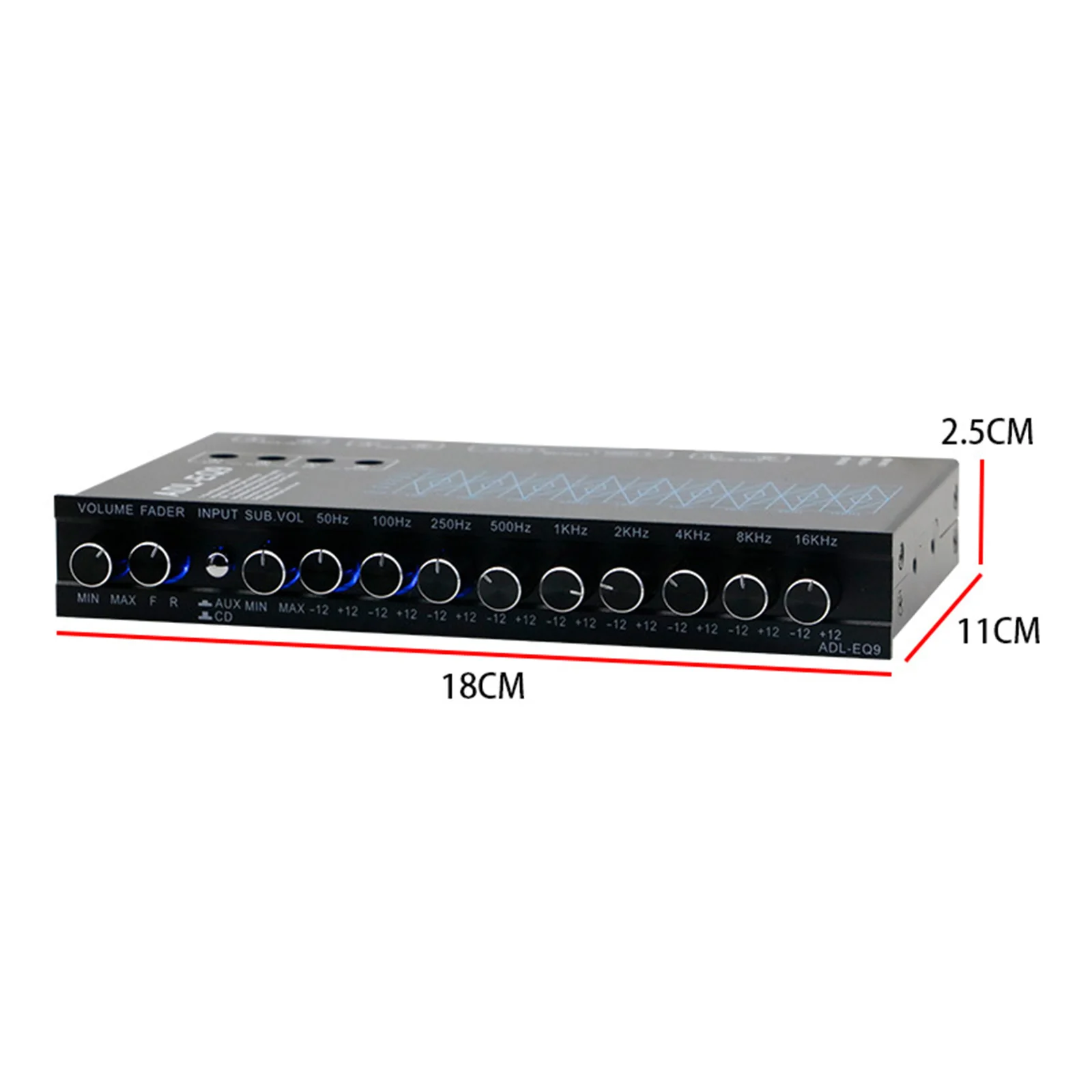 Car audio equalizer Car Audio Equalizer 9 Equalization Bands EQ 12V DC DSP Chip Adjustable for Boat RV Car Metal Subwoofer Output