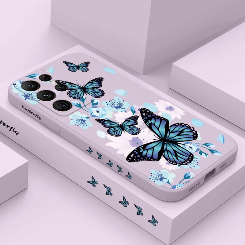 Aurora Butterfly Phone Case For Samsung Galaxy S22 S21 S20 Ultra Plus FE S10 S9 S10E Note 20 ultra 10 9 Plus Cover