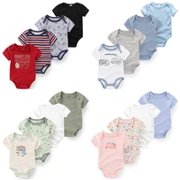 4Pieces Cotton Bodysuit 0-12M Print Newborn Baby Girl Clothes Cartoon Short Sleeve Baby Boy Clothes Summer Romper Bebes 1
