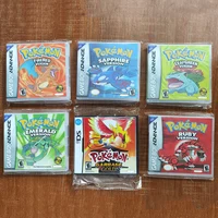 Pokemon Series GBA Game Cartridge Card In Box Emerald Ruby FireRed Leafgreen Sapphire No Manual is USA version