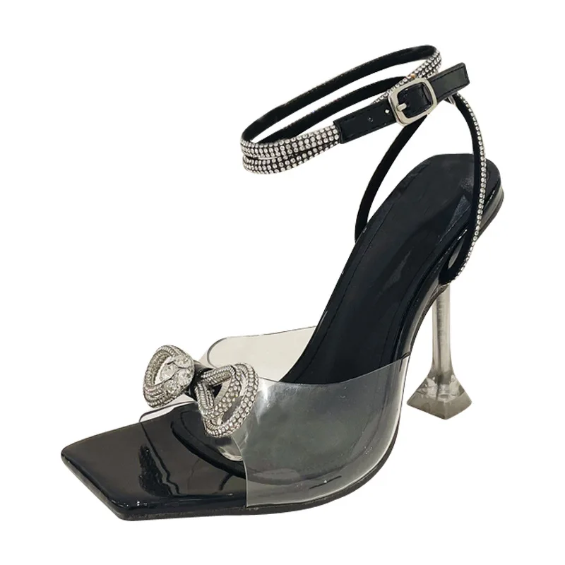 

Summer Women Pumps Sandals Butterfly-knot Buckle Strap PVC10.8CM Thin Heels Classics Dress Women Party Pumps shoe violet