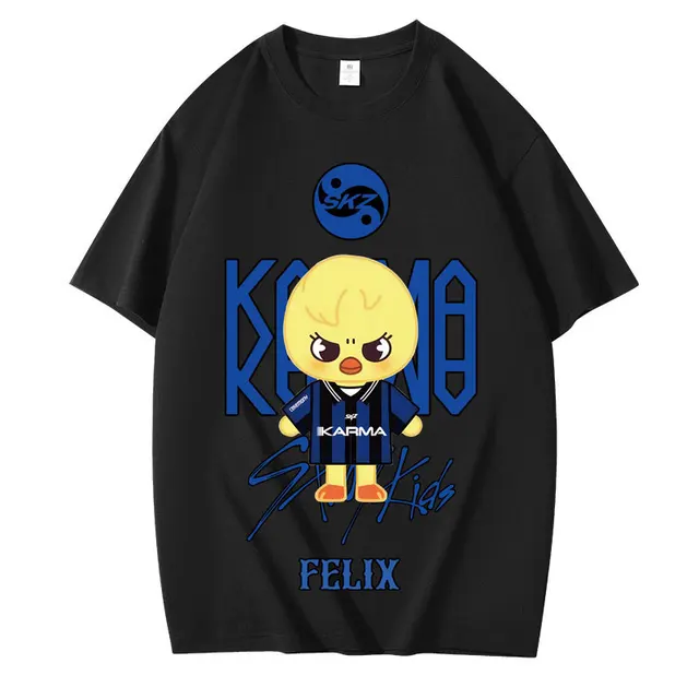 2025 KPOP KARMA HYUNJIN Cartoon Print Oversized T Shirt Women Korean Fashion Fans Cotton Hip Hop Tee Shirt Harajuku Tops 1