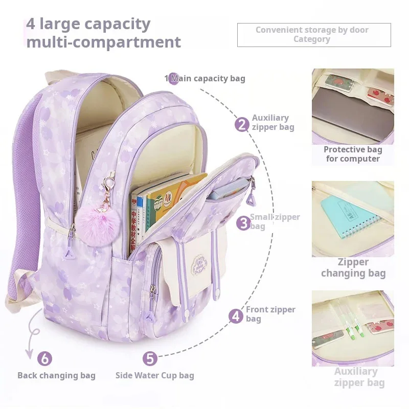 Girl Children Backpack School Bag Back Pack Pink For Kid Child Teenage Schoolbag Primary Kawaii Cute Waterproof Little Class Kit