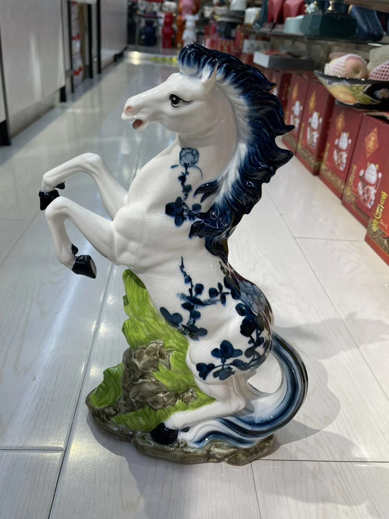 

Ceramic Blue Horse Sculpture for Home Decor, Porcelain Animal Figurines, Living Room Ornament, Garden Crafts