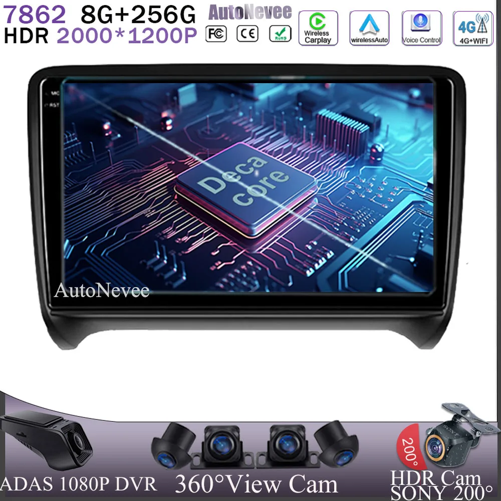 

Car radio Android 13 For Audi TT MK2 8J 2006-2012 Multimedia Player High-performance CPU GPS Navigation Auto Radio Stereo Wifi