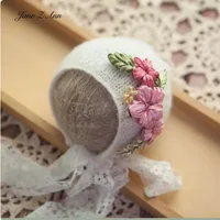 Newborn Photography Hat Lace Countryside Hat Baby infant  Photo props Knitted Flower Shaped bonnet 4