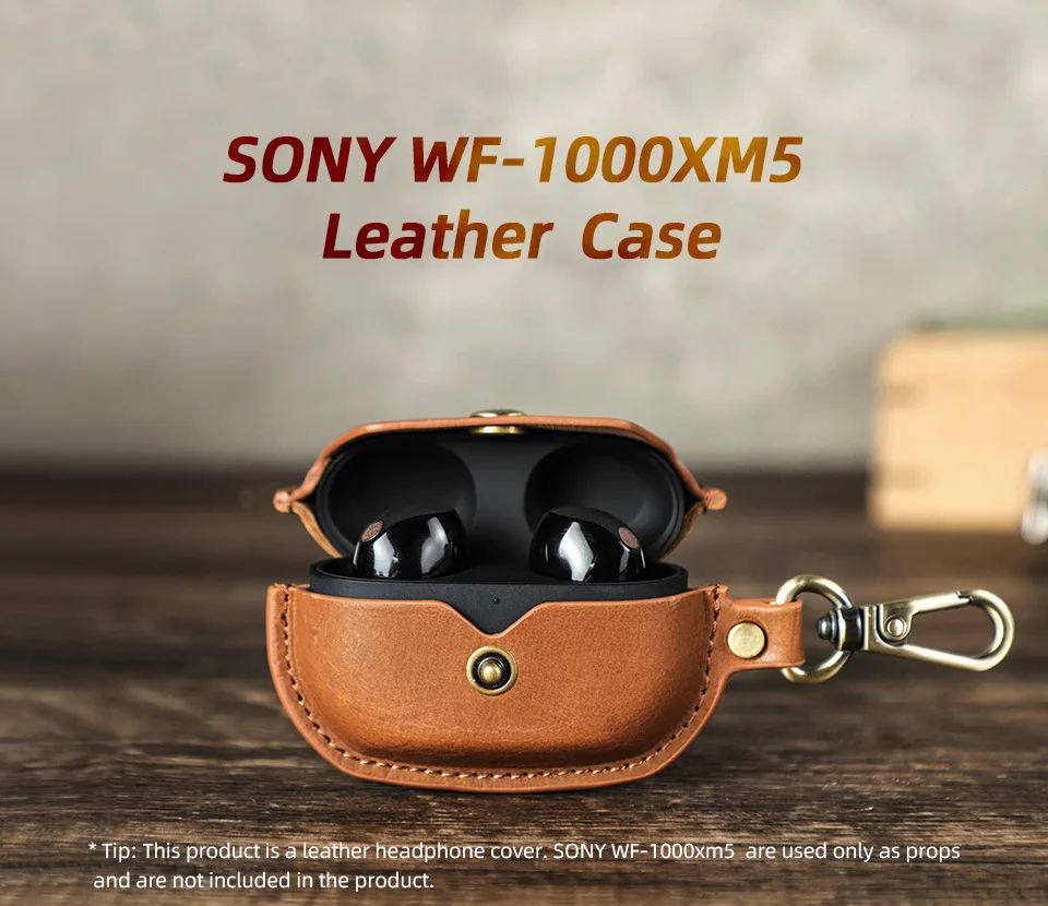 Genuine Leather Earphone Case for Sony WF-1000XM5 Crazy Horse Cowhide Leather Headphone Cover PU Protective Case for 1000X M5