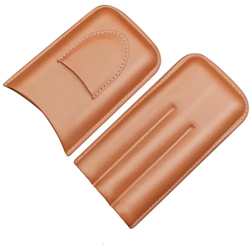 

Portable Cigar Case with Cutter, Travel Box, Humidor with Cutter, Pouch Holster, Holds 3 Cigars, Black, Brown, Entry Lux