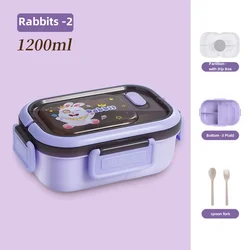 Deluxe Portable Double Layer Lunch Box with Utensils - 1200ML Capacity (Rabbit - 2)